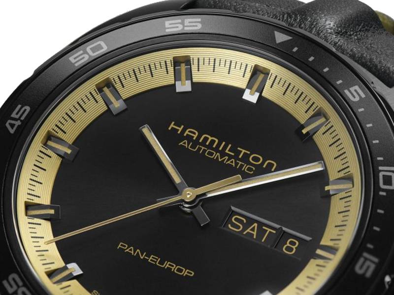 OROLOGIO UOMO AUTOMATICO ACCIAIO RVESTIMENTO PVD NERO/PELLE PAN EUROPE AMERICAN CLASSIC HAMILTON H35425730